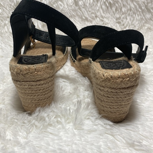 TORY BURCH NWOT or Box Espadrilles Laurel Black Wedge Sandals - Picture 10 of 11